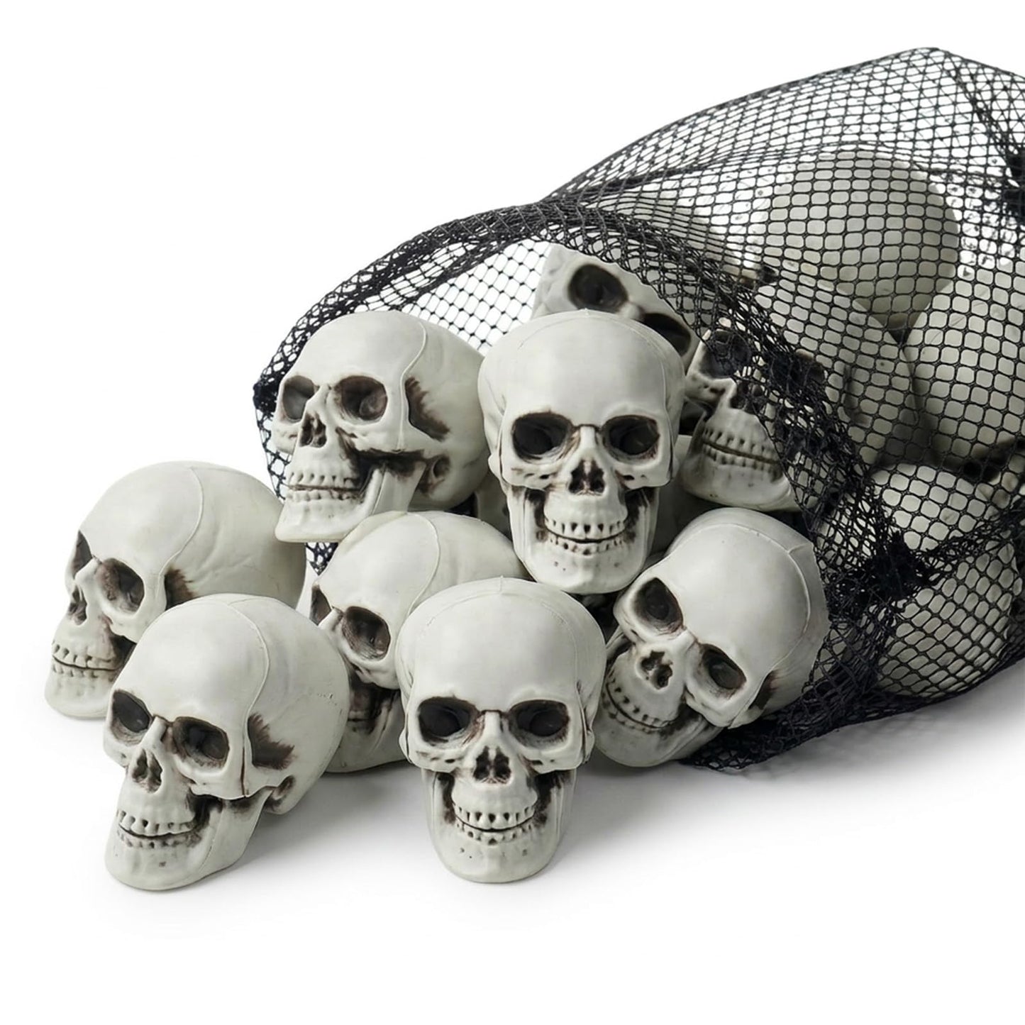 12 PCS Mini Skull Heads, 2 Inch Realistic Plastic Skeleton Skulls for Halloween Decor, Gothic Home Decor, Haunted House Props, DIY Crafts & Party Table Decor
