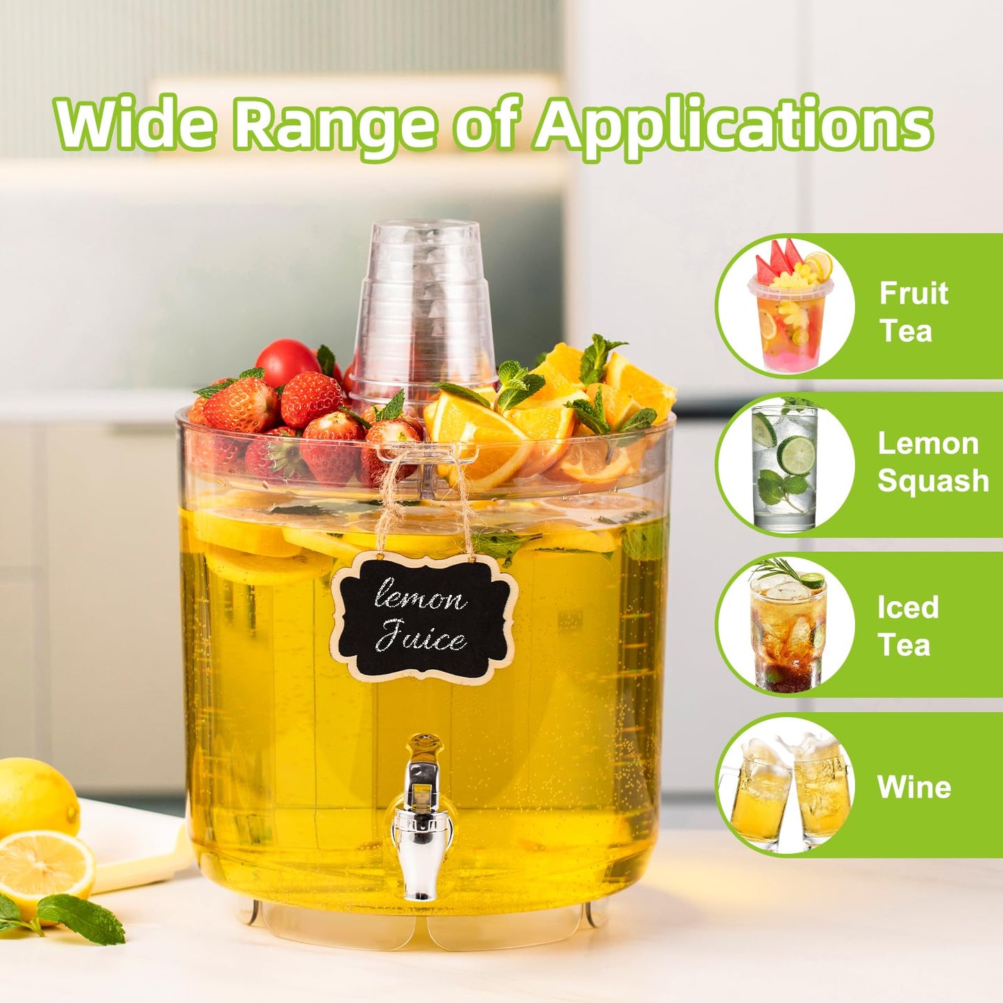 MiraFure 2 Gallon Drink Dispensers for Parties 2 PACK with Stand