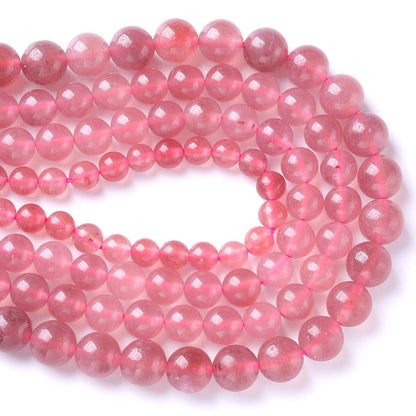 8MM 46PCS Natural Strawberry Quartz Crystal Jade Spacer Loose Beads for Jewelry Making DIY Bracelet Necklace