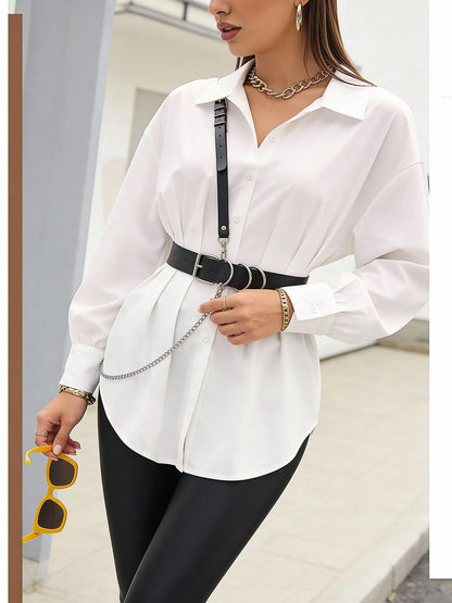 Women's Adjustable Waist Belt with Shoulder Strap & Chain – Faux Leather Fashion Belt with Alloy Ring – Streetwear Layering Accessory for Festival Photoshoot Performance Outfit (Fit Waist 21.5-36.0in)