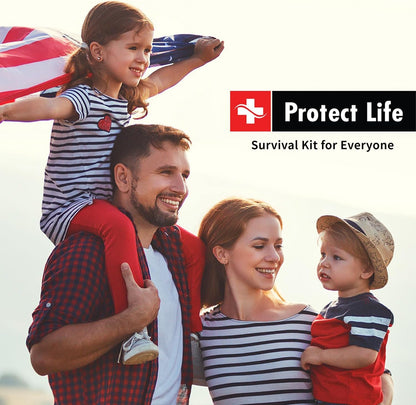 Protect Life Survival First Aid Kit for Home/Business, Camping Survival Kits | Mini Travel First Aid Kit | Camping Equipment | Small Kits for Car | Outdoor Emergency Survivals Pack - 100pcs