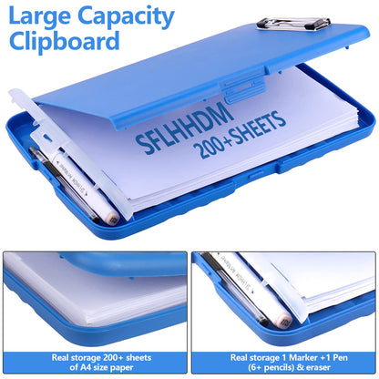 SFLHHDM Storage Clipboard with Pen Holder, High Capacity Clipboards for Classroom, Clip Boards 8.5x11 with Storage, Low-Profile Clip, Lightweight Plastic Clipboard for Kids, Lawers, Office Workers
