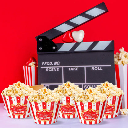 Epakh 100 Pcs Carnival Cupcake Wrappers Red White Striped Baking Cups Wrapper Circus Supplies Popcorn Decorations for Movie Night Carnival Party Birthday Circus Theme Decoration Popcorn Party Favors