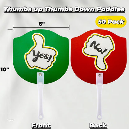 Tlence 50 Pack Thumbs up Thumbs Down Paddles, Handy Yes or No Classroom Voting Signs, Plastic Double-sided Red and Green Paddle for Student Response Classroom Interaction