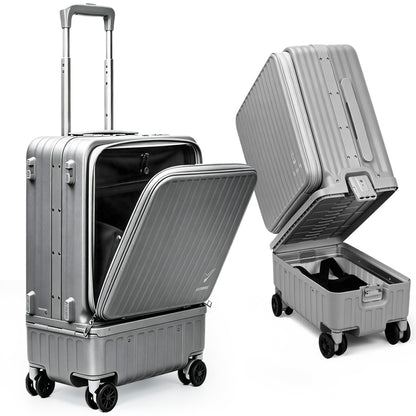 Solaraft Carry On Luggage with Shoe Compartment, 22x14x9 Airline Approved Lightweight Duffle Suitcase Wet Dry Separation, 20 Inch Spinner for Gym Swim Beach Weekend Sports Travel Men Women (Grey)