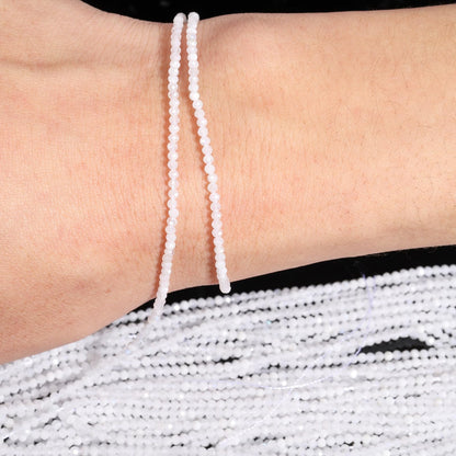 Song Xi 180pcs 2mm Natural White Moonstone Gemstone Faceted Round Loose Stones for Bracelet Jewelry Making, Small Stones for Christmas Gift for Women