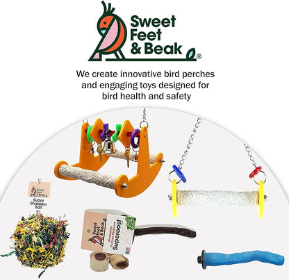 Sweet Feet and Beak Roll Bird Swing - Perch Bird Toys Trims Nails and Beaks, Safe and Non-Toxic Bird Cage Accessories for Small and Large Birds, Swinging Toys Birds Will Love, XL 11 Inches - Blue