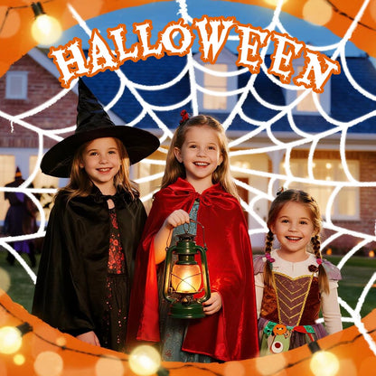 FathiSooc Spider Webs Halloween Decorations Outdoor, 16.5ft 12 Coils White Fake Spider Web, Scary Haunted House Outdoor Wall Decor for Halloween Party Hanging Decorations (16.5ft 12 Coils-White)