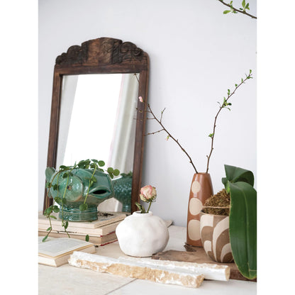 Creative Co-Op Debossed Stoneware Fish Planter with Reactive Glaze, Turquoise