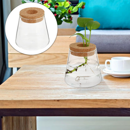 Uonlytech 2pcs Glass Hydroponic Plant Vase Set, 6.5cm Mouth Diameter Glass Planter Pots for Indoor Garden, Office Desk Terrarium, Hydroponics Growing Jar for Home Décor