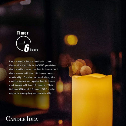 3PCS 4" 5" 6" Waterproof LED Flameless Timer Candles, 1000 Hours Long Battery Life/Flickering Battery Operated Electric Outdoor LED Large Pillar Candle for Outside Lantern Festival Decor etc.