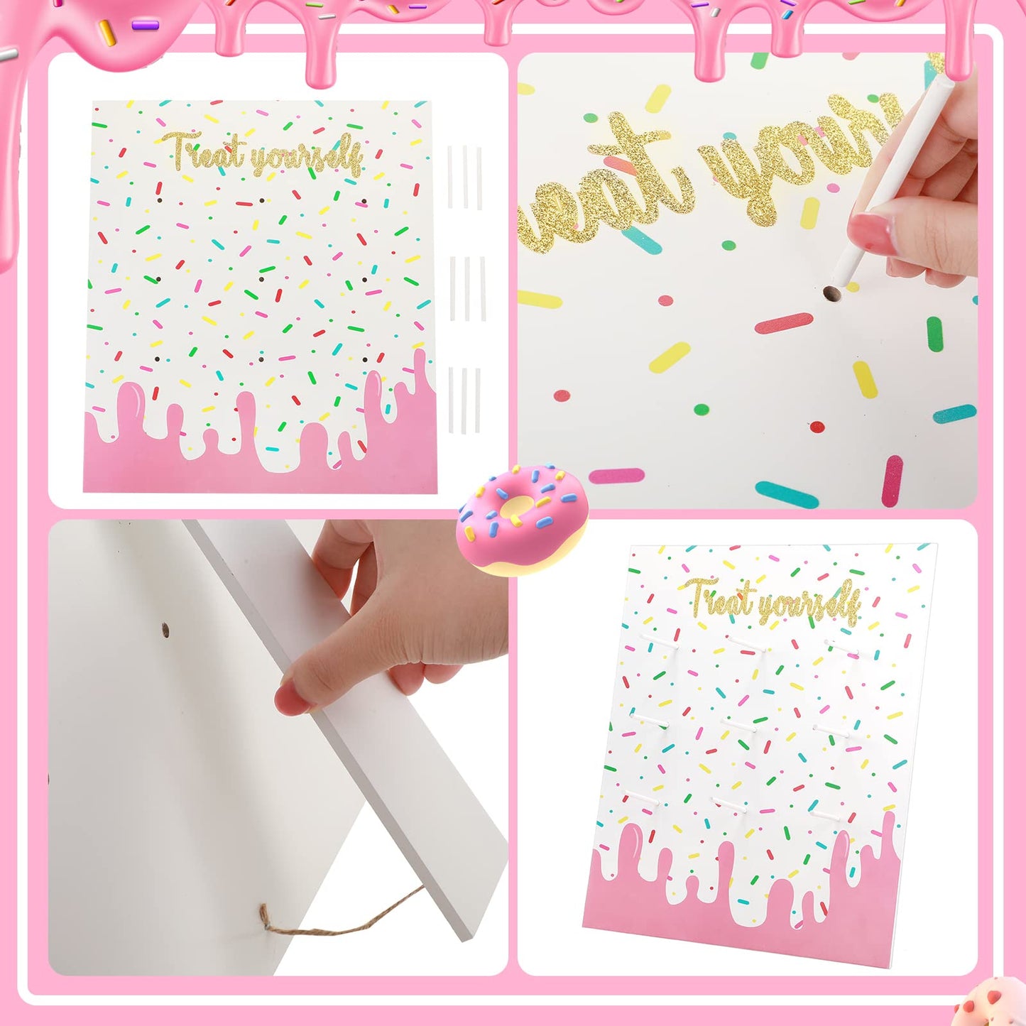 Yerliker 2 Pieces Donut Display Stand, Reusable Donut Holder Board, Party Wall Bagel Boards for Christmas Wedding Birthday Treat Holiday Gathering Parties (13.78 x 9.84 inches)