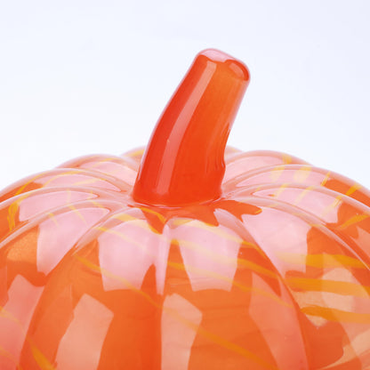Stella Baicø Crystal Pumpkin Jar with Lid, Glass Candy Bowl with Cover for Halloween, Decorative Candy Dish for Home Decor, Party Centerpieces (S, Orange)