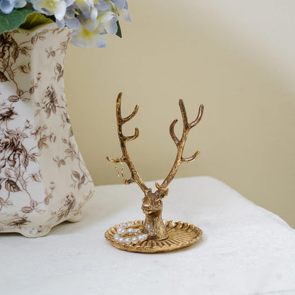 NIIKY HOME Vintage Jewelry Dish Tray, Small Deer Ring Holder, Gold Jewelry Tray, Trinket Dish Vanity Tray for Dresser Christmas Birthday Wedding Gifts