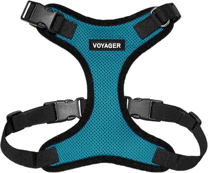 Voyager Step-in Pet Harness - All Weather Mesh, Adjustable Step in Harness for Cats and Dogs by Best Pet Supplies - Turquoise/Black Trim, M