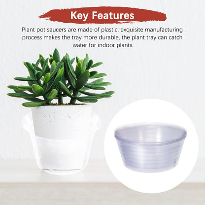 TIXIPEM 8IN Plant Pot Saucer [10PCS] - Round Deepened Flower Drip Tray Use for Indoor Outdoor Garden Potted Plants - [Clear] Plastic Plant Saucer
