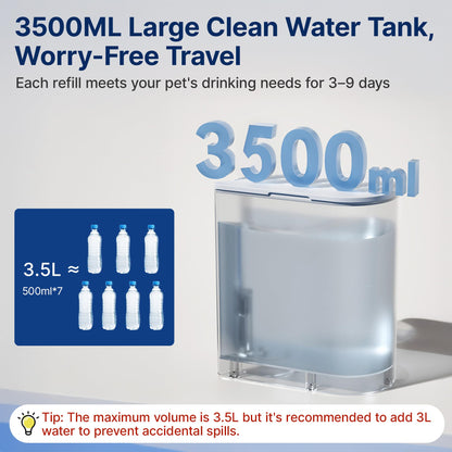 Potaroma Smart Wireless Pet Water Fountain, No Filter, 3.5L Large Capacity, Rechargeable Automatic Water Dispenser for Cats and Small Dogs, Wastewater Separation Always Fresh Water