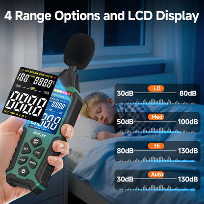 Power Supply Available Decibel Meter, Gedaye Sound Level Meter, A/C Weighted SPL Meter, Noise Measure Device 30-130dB, Noise Detector Sound Monitor Decibel Reader Classroom Factory Noisy Neighbor