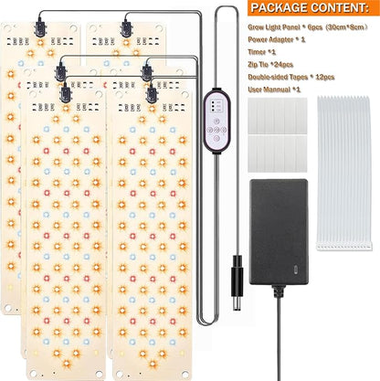 Rocoking Grow Light,Ultra-Thin Panel Grow Lights for Indoor Plants,474LEDs Full Spectrum Grow Lights for Under Cabinet Plant, Grow Lamp with 4/8/12H Timer,10 Dimmable Levels for Plants Growing (6pcs)