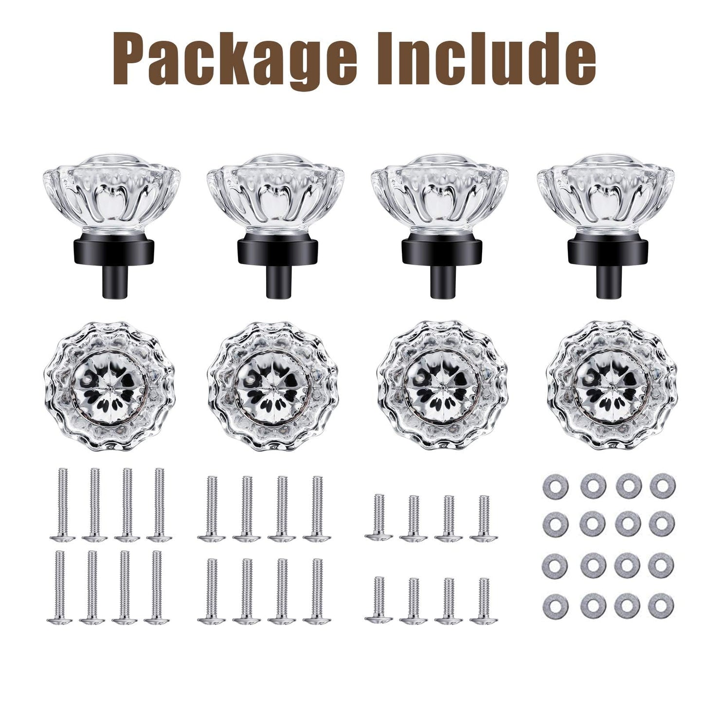 SHINY HANDLES Cabinet Knobs Matte Black 8 Pack Glass Cabinet Knobs Vintage, Crystal Drawer Knobs and Pulls, Dresser Knobs