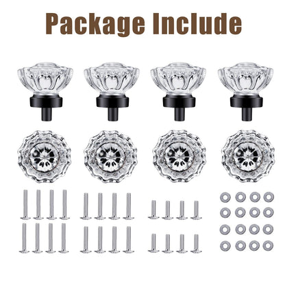 SHINY HANDLES Cabinet Knobs Matte Black 8 Pack Glass Cabinet Knobs Vintage, Crystal Drawer Knobs and Pulls, Dresser Knobs