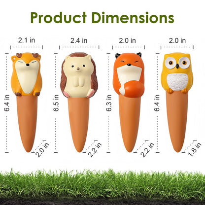 MCleanPin 4 Pack Plant Watering Spikes and Globes Handmade Terracotta Self-Watering Planter Insert Automatic Plant Waterer Devices for Indoor Outdoor Plants (Forest Animals)