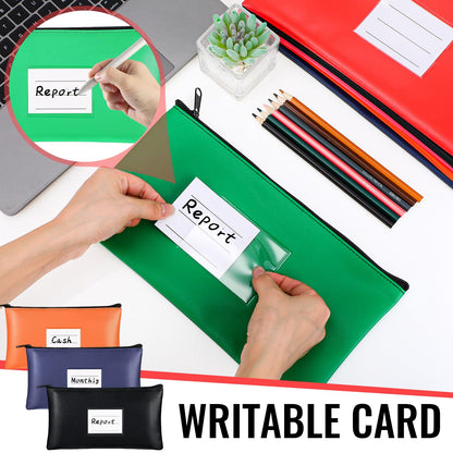 Paterr 6 Pcs Money Bags with Zipper PU Leather Deposit Bank Bag Security Money Pouch Receipt Holder Bank Pouch Wallet with Label for Cash Coin Makeup Cosmetics Bills Tickets, 11 x 6 Inch(Multi Colors)