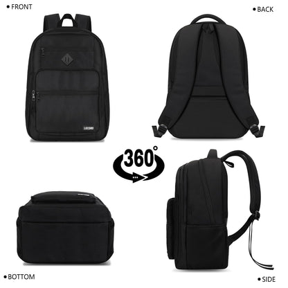 LIECDRO Black Backpack for Men, School Backpack for Boys Teens,15.6 inch Laptop Back Pack with Reinforced Straps, Backpacks for School Business Work College Travel, College Book Bag, Bookbag