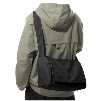 VENATIN Vintage Canvas Messenger Bag for Men & Women, Large Crossbody Shoulder Bag Leisure Shoulder Sling Bags Handbag for Travel, Business Bookbag Fits 15.6 inch Laptop, Black