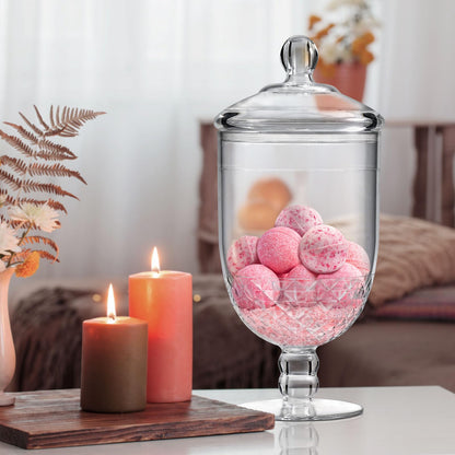 Moflekja Apothecary Jar with Airtight Lid in Premium Acrylic Plastic, Decorative Weddings Candy Buffet, Elegant Storage Jar, 50-Ounce