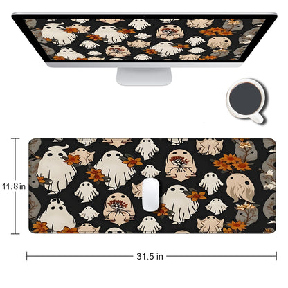 Large Gaming Mouse pad,Halloween Ghost Flowers Cute Anti Slip Rubber Base Mouse pad, Suitable for Computer, Laptop, Office Desk Accessories