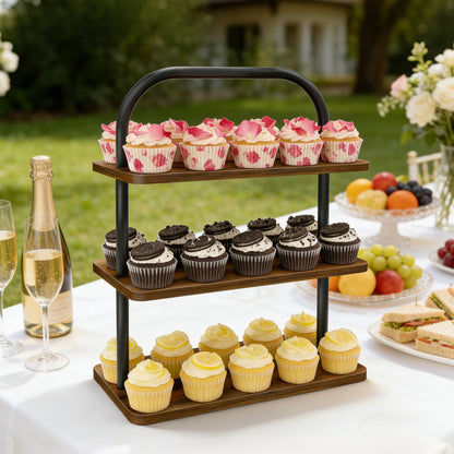 OugeWood Cupcake Stand, 3 Tier Wood Cupcake Stand for 50 Cupcakes Large Dessert Stand Cupcake Display Stand Cupcake Tower for Farmhouse Decor, Party Serving Tray, Vendor Dessert Table Display Set