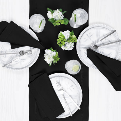 Solino Home Linen Hemstitch Table Runner 108 Inches Long - 100% Pure Linen Black Table Runner 16 x 108 Inch for Fall, Autumn, Halloween, Thanksgiving, Holiday - Classic Hemstitch