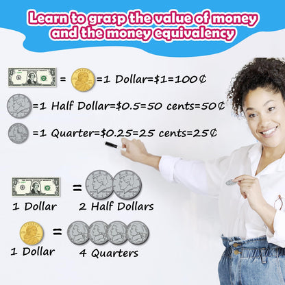 Kasfalci 73 PCS Magnetic Money for Kids for Learning, Math Manipulatives, Learning & Education Toys for Classroom, Pretend Play, Math Games for Toddler, Teacher and Homeschool Supplies