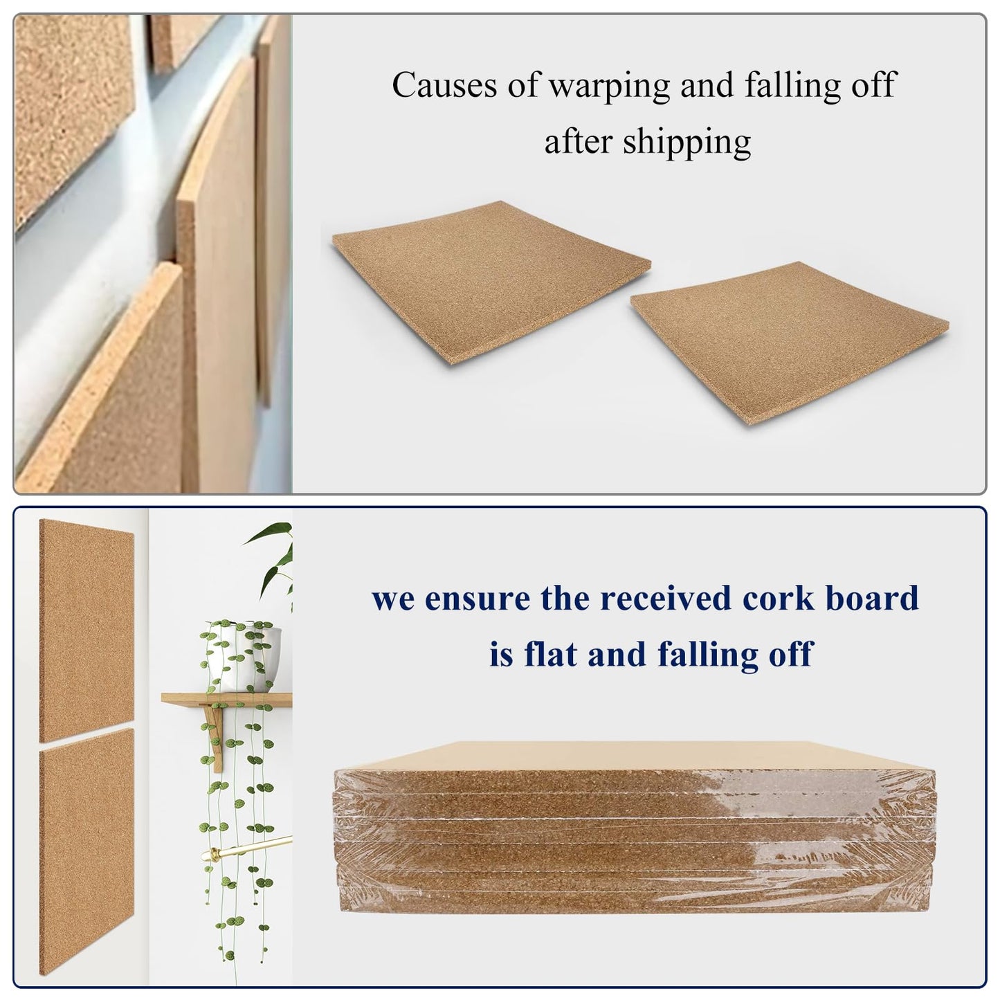 NACHLYNN Cork Board 6 Pack 12 x 12 Self-Adhesive Corkboards for Wall Square Bulletin Board with 100 Push Pins Frameless Cork Tiles for Walls Home Office