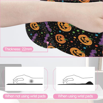 Halloween Pumpkin Bat Keyboard Wrist Rest Pad Mouse Pad Set,Ergonomic Mousepad Wrist Support Memory Foam Desk Pad for Gaming Office,Non-Slip Rubber Base Easy Typing for Home Office Computers