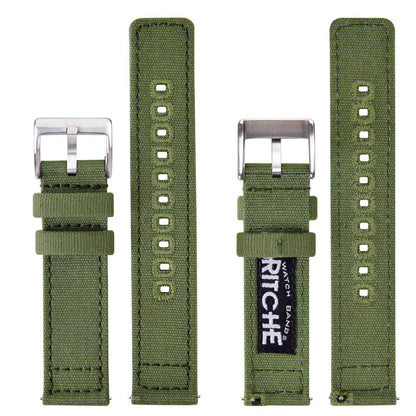 Ritche Christmas Gift 20mm Vintage Canvas Wristbands Watch Bands Replacement Quick Release Watch Straps for Men, White Elephant Gifts, Stocking Stuffers for Men, Father's Day gifts