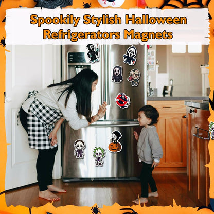 9 Pack Reflective Halloween Car Magnets, Cute Cartoon Ghost Magnetic Bumper Stickers, Horror Halloween Fridge Magnets for Holiday Party, Home, Trunk, Car, Garage Door Décor