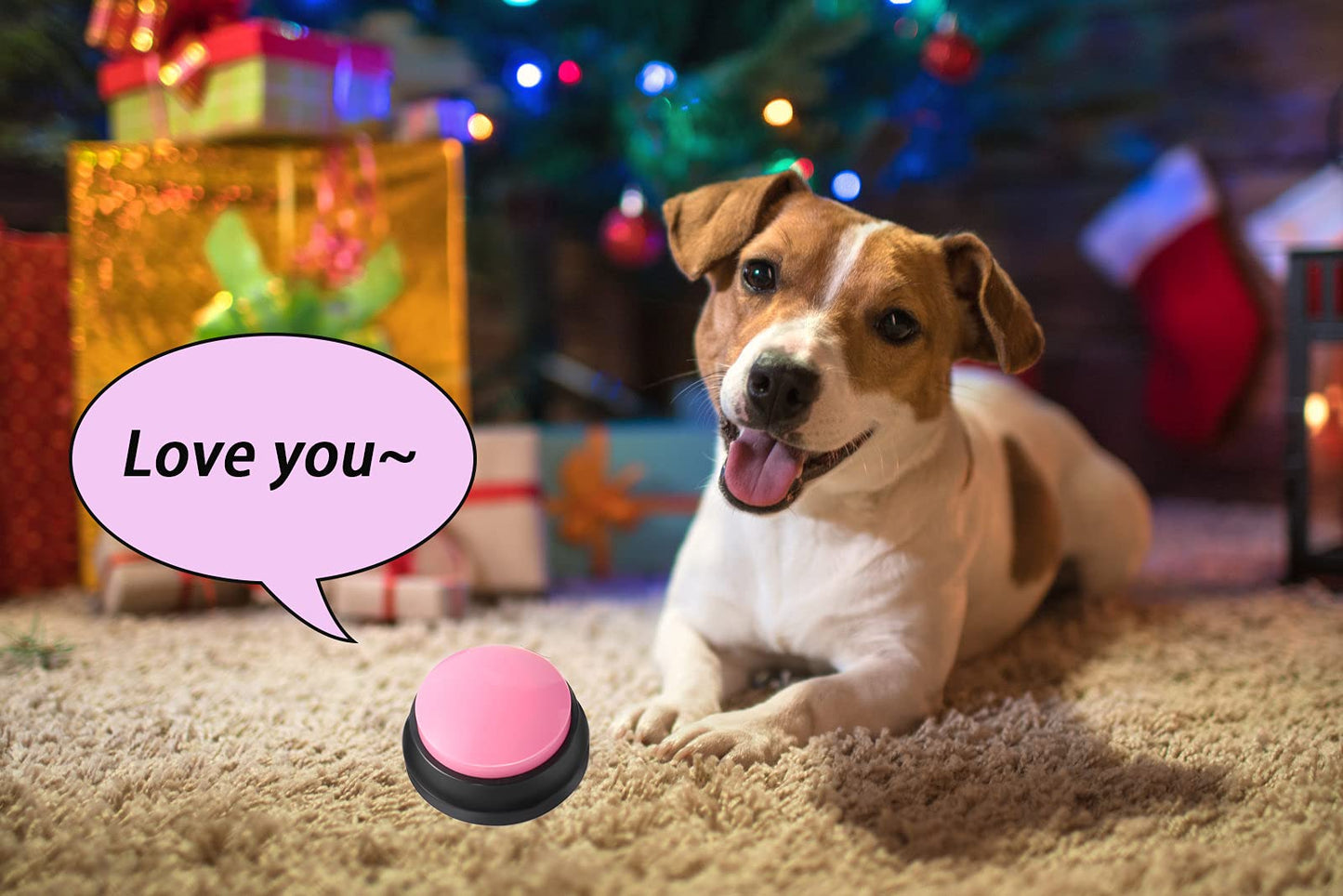 Voice Recording Button, Dog Buttons for Communication Pet Training Buzzer, 30 Second Record & Playback, Funny Gift for Study Office Home 4 Packs