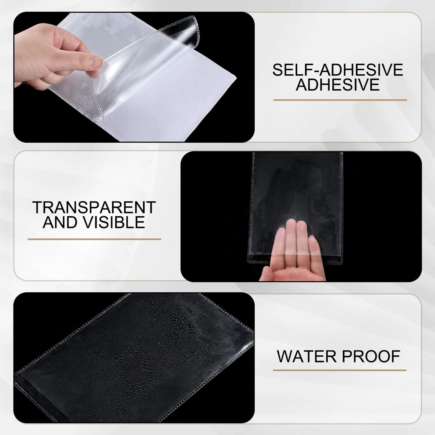 Geyee 60 Pcs 5 x 8 Inch Self Adhesive Shop Ticket Holders Clear Plastic Sleeves Adhesive Labeling Pockets Job Ticket Holders Work Order Peel Stick Display Pockets for Office Planners Document Card