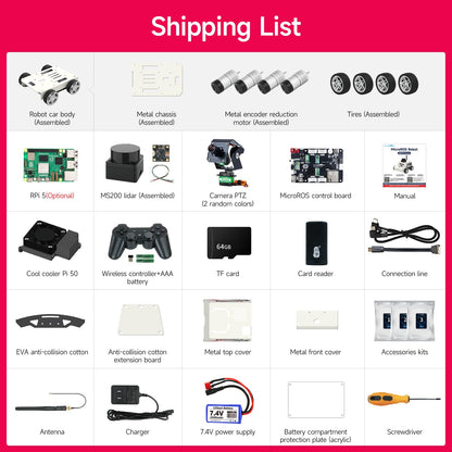 Yahboom Raspberry Pi 5 AI Visual ROS2 Smart Robot Car Kit 2DOF Carmer Autonomous Driving Lidar Stem Education Project for Teen Engineers Students (with Raspberry Pi5-8GB), White