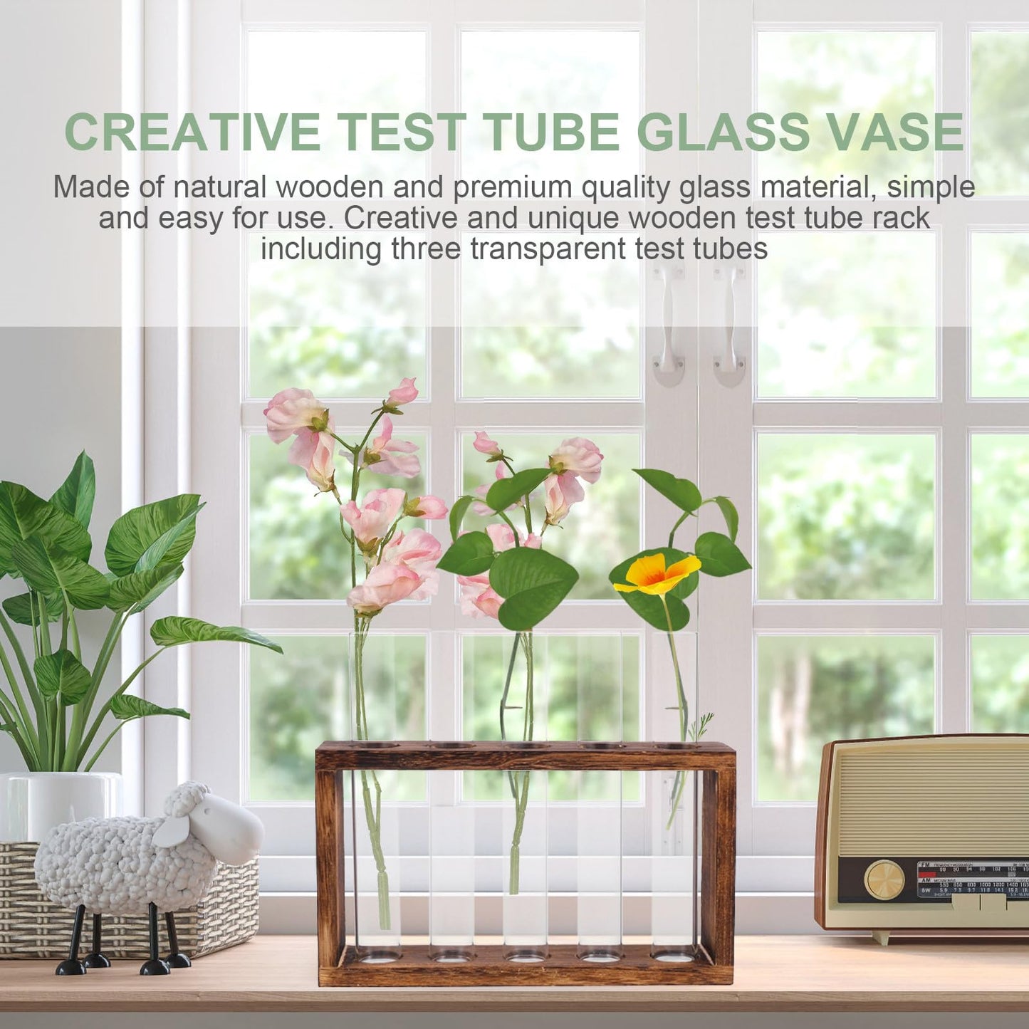 GLEAVI Glass Test Tube Vase Hydroponic Planter Large Glass Container for Water Planting and Air Plant Terrarium Home Décor