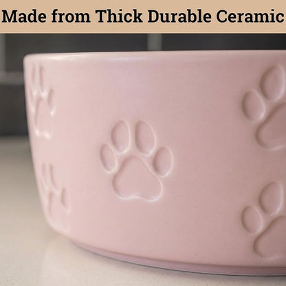 Ceramic Dog Bowl Set of 2 with Anti-Skid Base - 5.5" Wide x 2" Tall Ceramic Dog Bowls for Small Dogs - 2 Cup Capacity Food and Water Bowls for Dogs - Rubber Bottom Pet Bowl Set of 2 for Small Pets