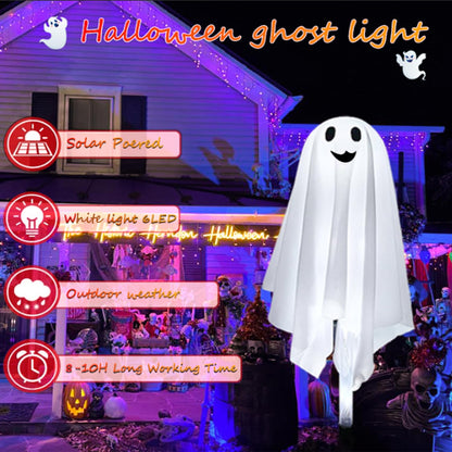 GMAULEE Halloween Ghost Pathway Lights with Stakes, 6PCS Solar Light Ghost Decorations, Waterproof Outdoor Lights for Yard, Lawn, Driveway, Halloween Decor (White)