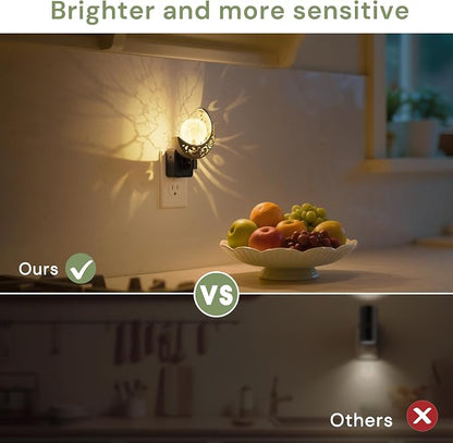 L LOHAS LED Night Lights Plug into Wall: 2 Pack Moon Sphere Decor Landscape Night Light, Dusk to Dawn Sensor Glass Globe Nightlight, 0-100LM Dimmable, for Bedroom Living Room Hallway