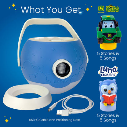 Kids Book Projector - 5 John Deere Tractor and 5 Classic Read-Aloud Stories, 10 Songs & Night Light & Soothing Dream Music | Children Ages 3+ Storytime Projector | Toys, Owl & John Deere Tractor