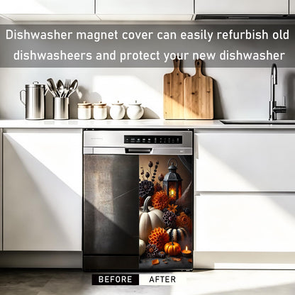 Dishwasher Magnet Cover Pumpkin, Halloween Magnetic Decorative Dishwasher Front Panel Cover, Refrigerator Magnet Cover Decal Sticker for Kitchen Home Decor 23x26 Inch