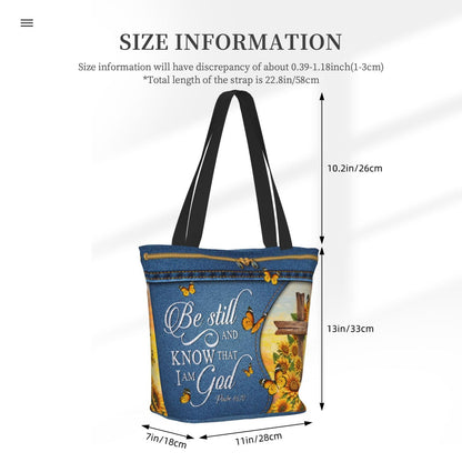 Sunflower Butterfly And Cross Bible Print Tote Bag Christian Gift Bible Women'S Handbag Christian Gifts Zippered Inspirational Tote Bags For Women Bible Verse Shoulder Bag Art Tote For Fit Work