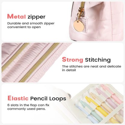 Sooez Large Pencil Case Pouch, Soft Pencil Bag with Zipper, Pen Bag Wide Opening, School Supplies Cute Pencil Case for Girls Boy Men Women, Soft Purple