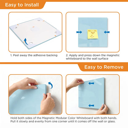 Comix Magnetic Board, 6 Pack Magnetic Whiteboard for wall, 11.8 x 11.8 Inches Dry Erase Board for Kids, Students, White Board Dry Erase Set for Fridge, Office and Home, Light Blue